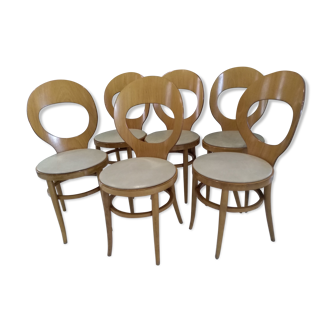 Suite of 6 chairs Bistrot Baumann Model Seagull 1987