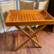 Removable wooden tray with folding legs