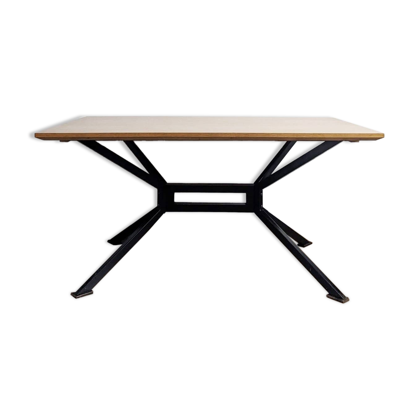 Extendable wooden and metal table, 80s