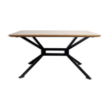 Table extensible en bois et métal, années 80