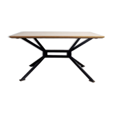 Extendable wooden and metal table, 80s