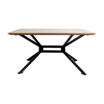 Table extensible en bois et métal, années 80