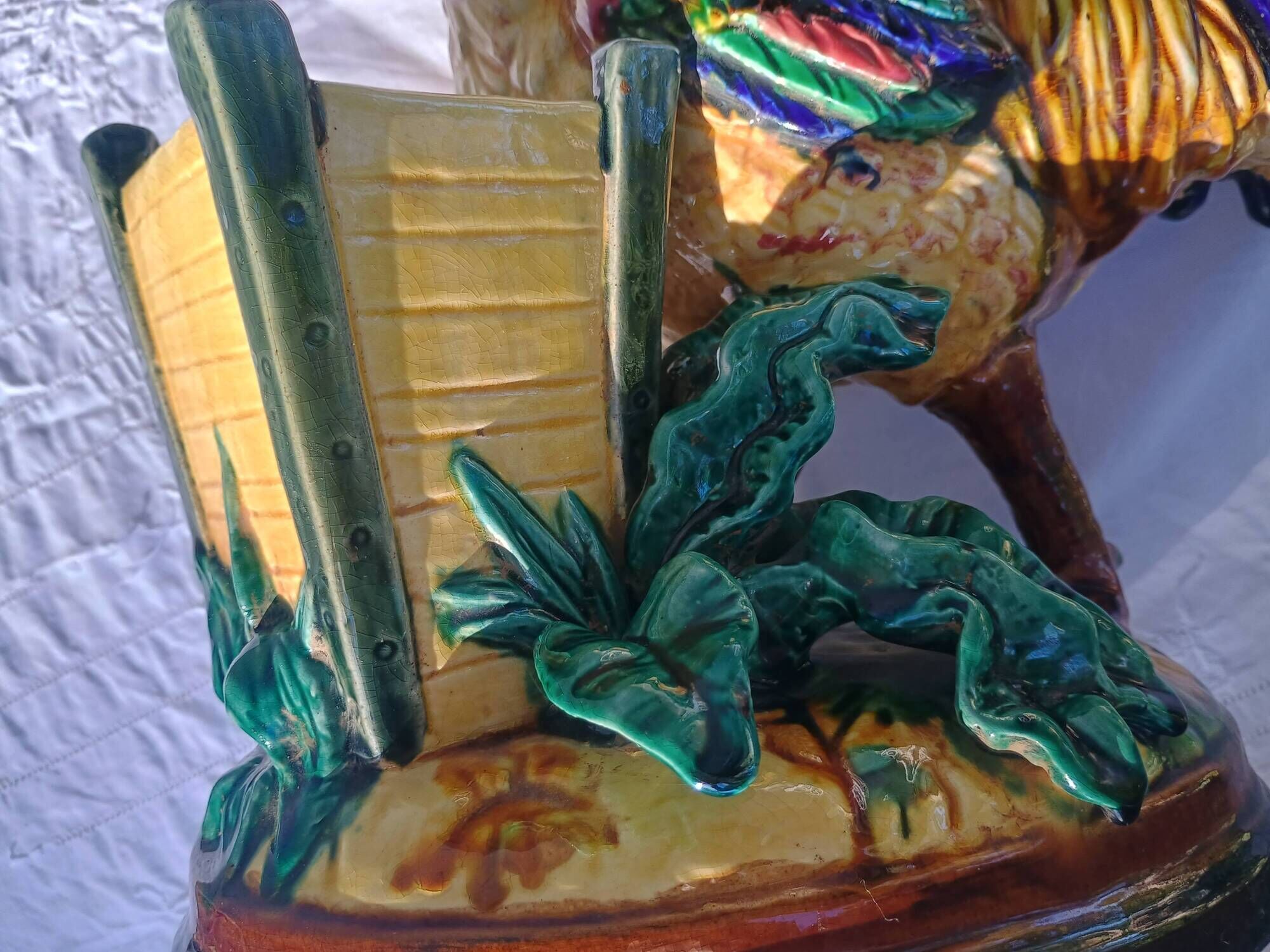 Cigarette case - Cigar pot - Rooster figurine - glazed ceramic
