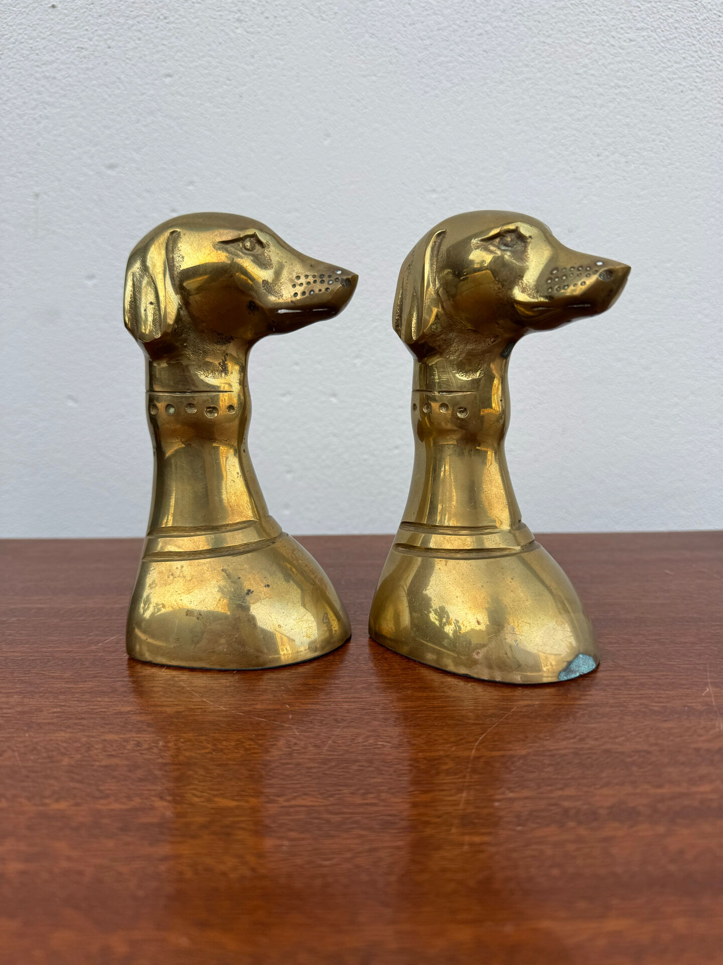 Dog bookends, solid brass, 1970s.