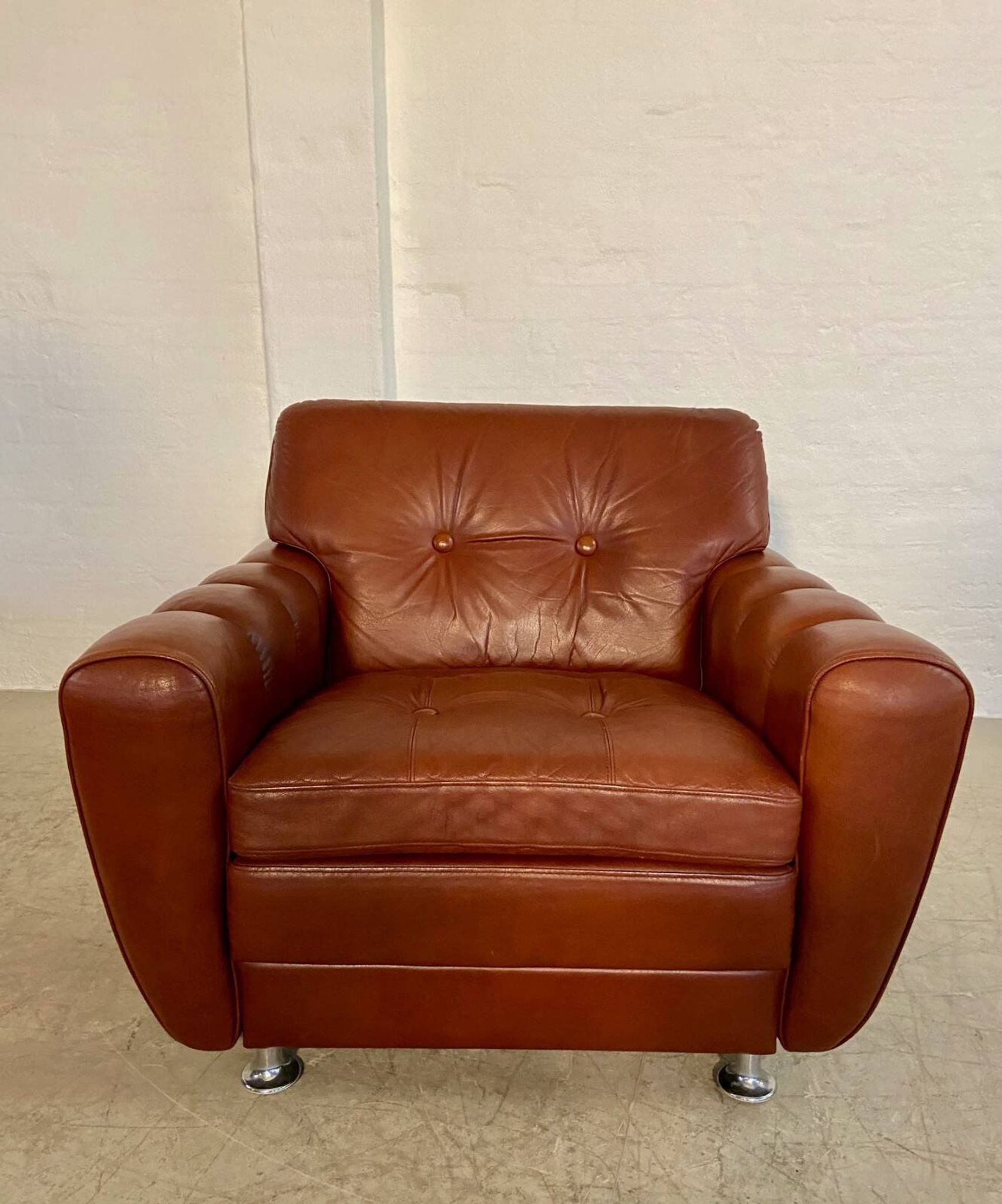 Vintage Danish mid-century Svend Skipper leather club chair 1970s