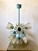 Turquoise glass and metal chandelier with 9 lights, Leclaire & Schäfer, 1960