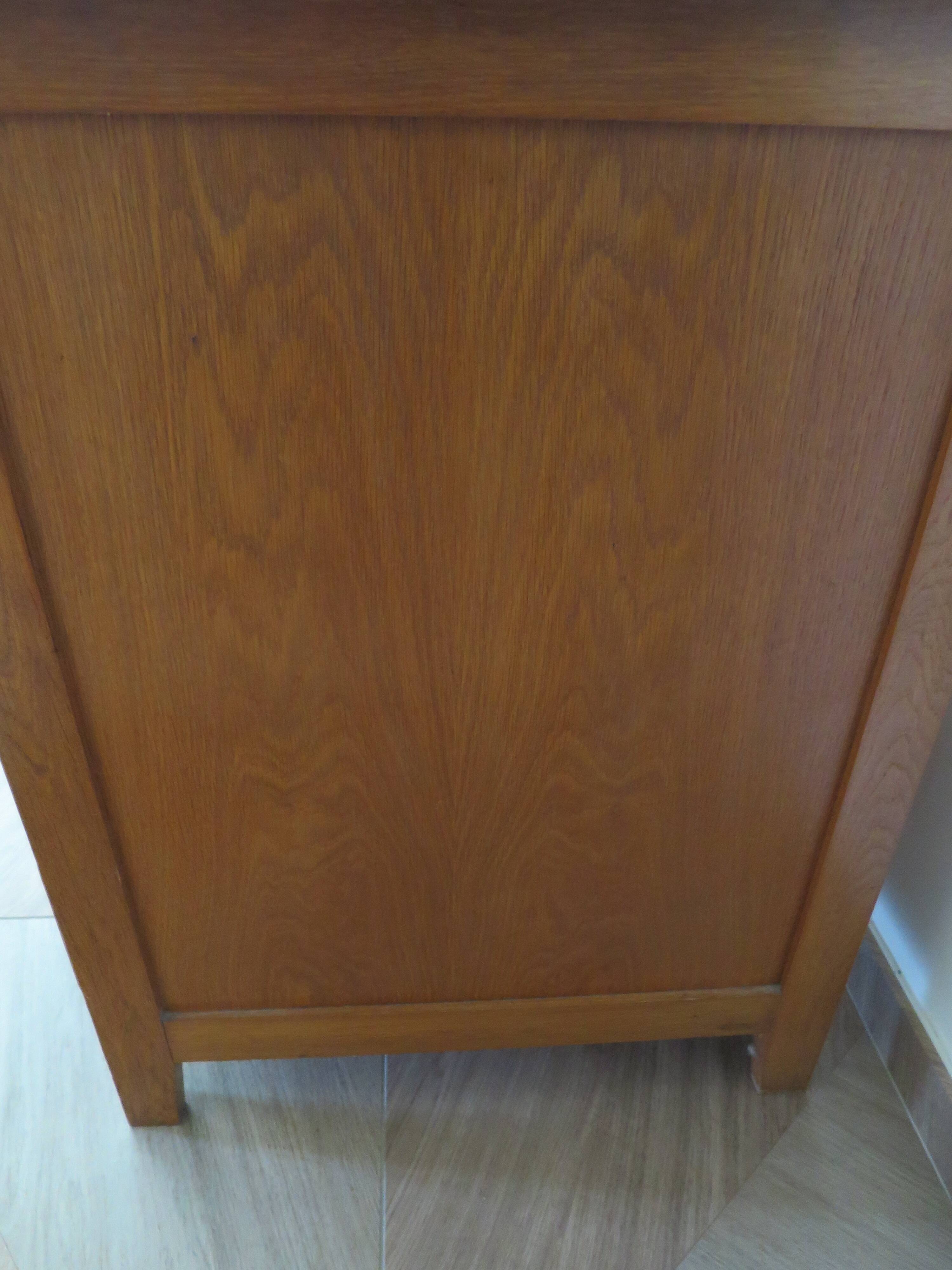 Vintage modernist desk - 5 drawers - shelf - 1950s - closure mechanism