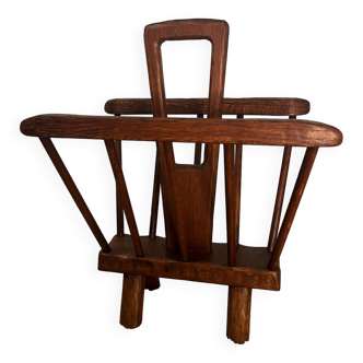 Brutalist wooden magazine holder