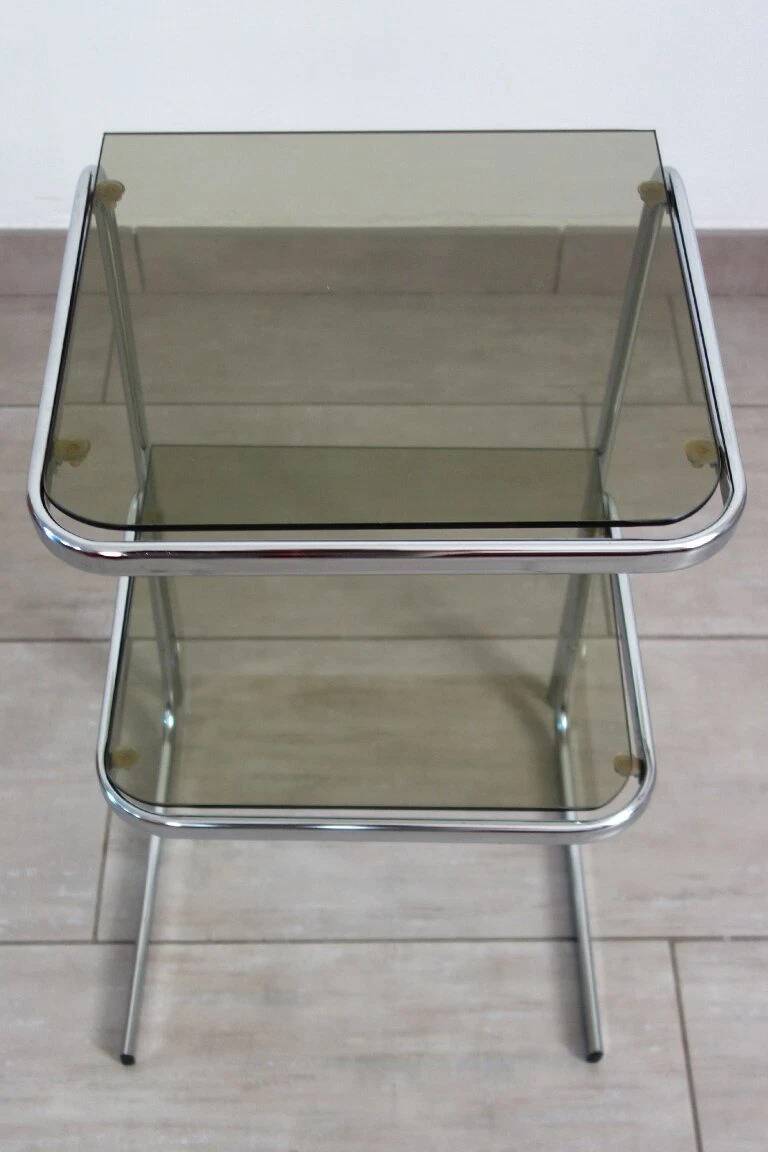 70s chrome and smoked glass side table
