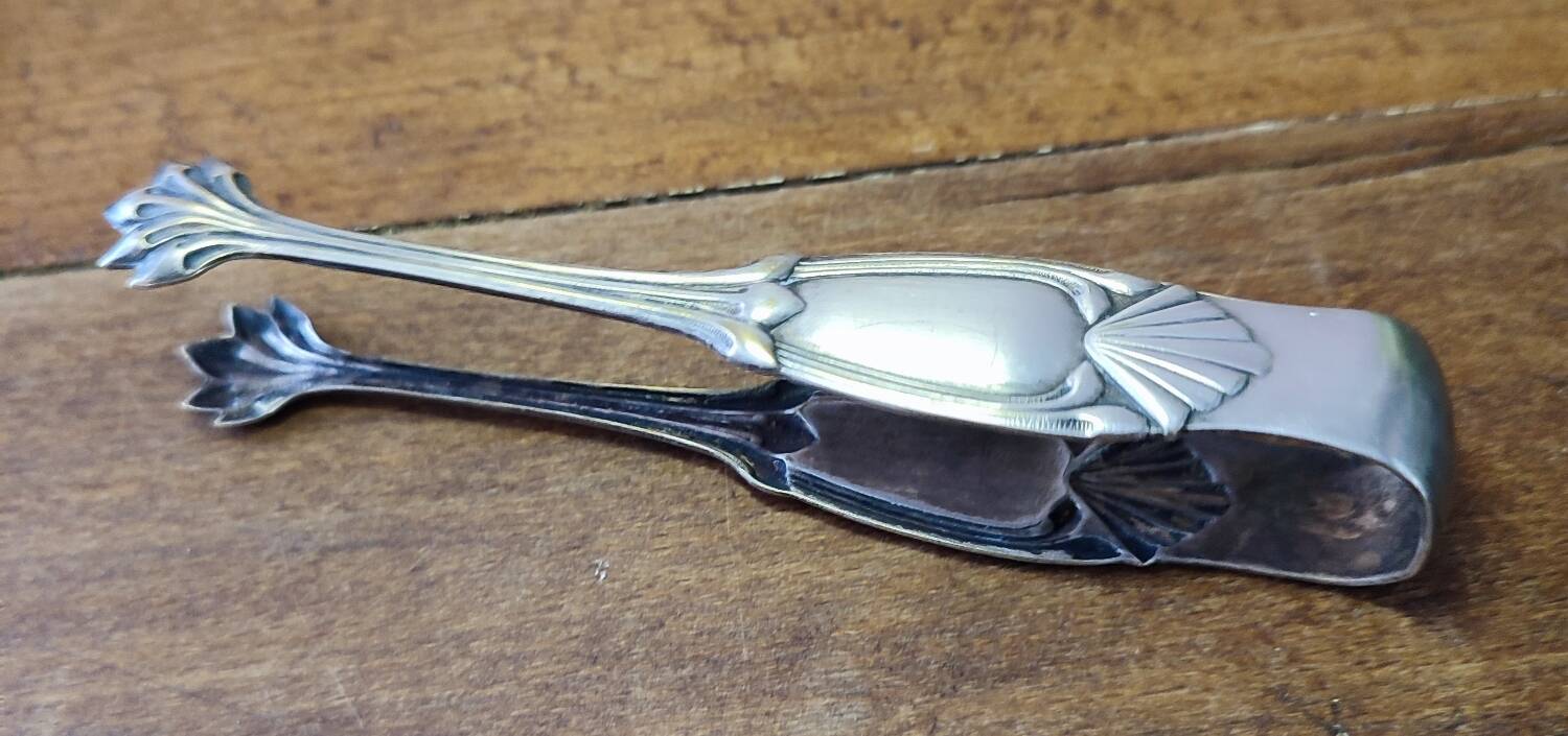 Silver-plated metal sugar tongs