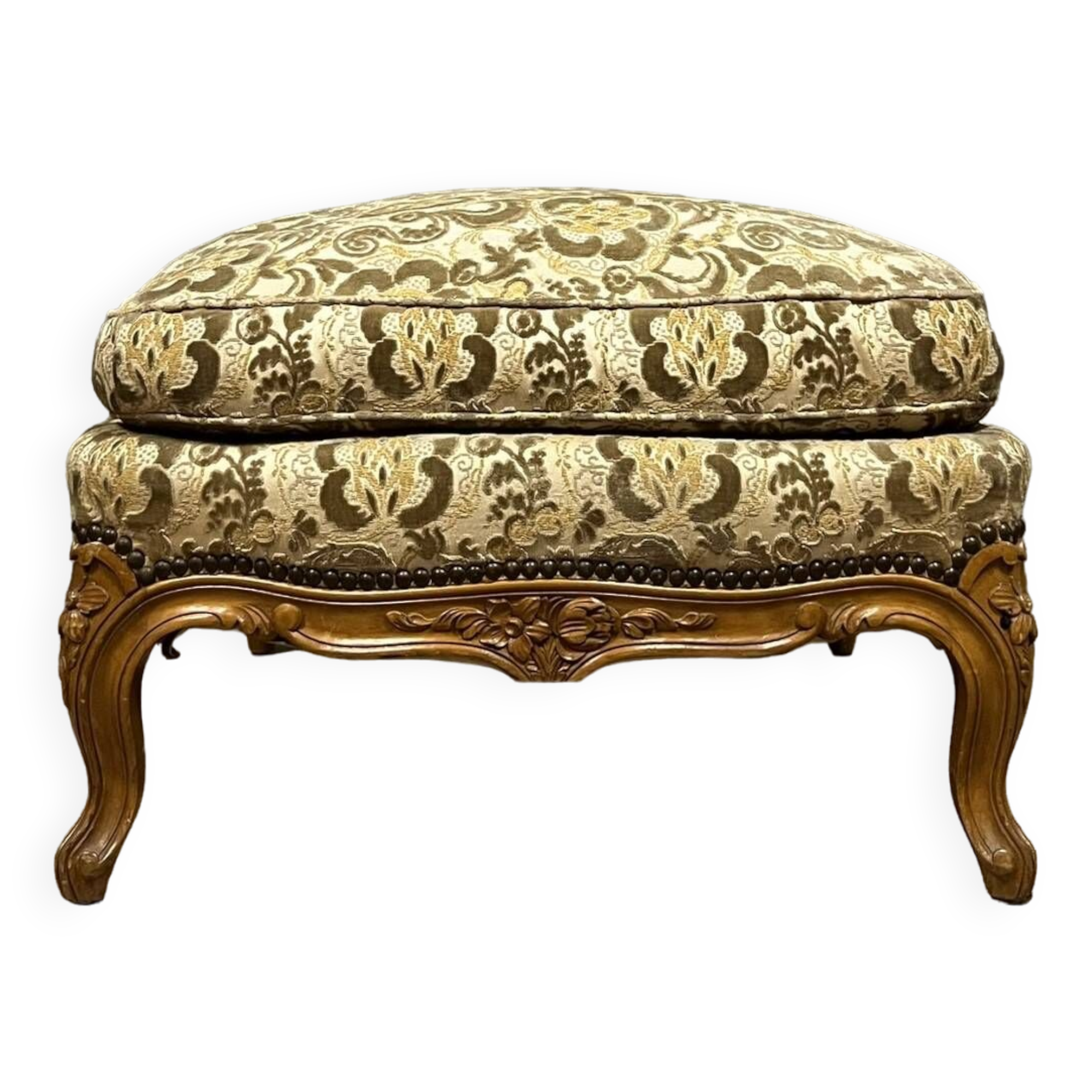 Louis XV style pouf or ottoman in cherry wood