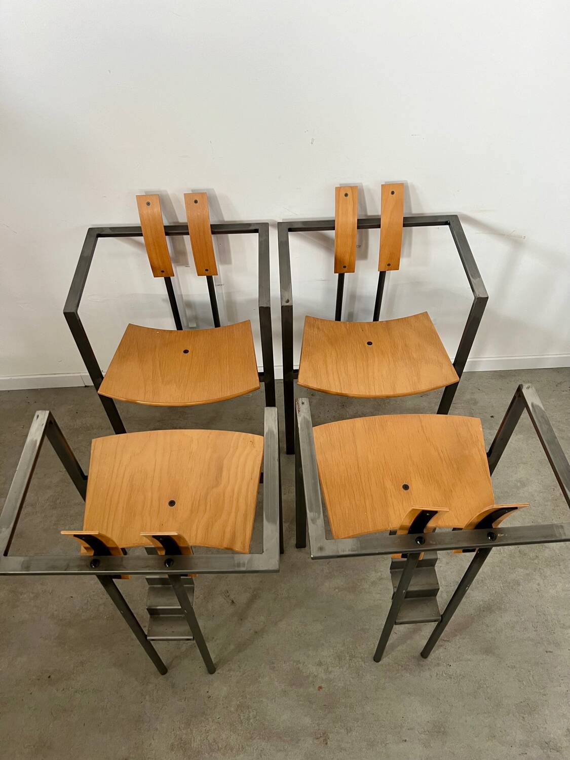 4 old raw design chairs Karl Friedrich Forster model Trix KFF postmodern 70s/80s