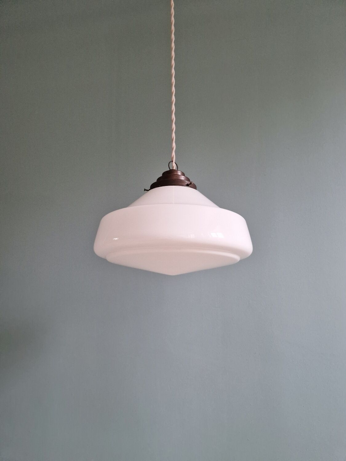 Art Deco Philips suspension in white opaline, Phililite series, 1930.