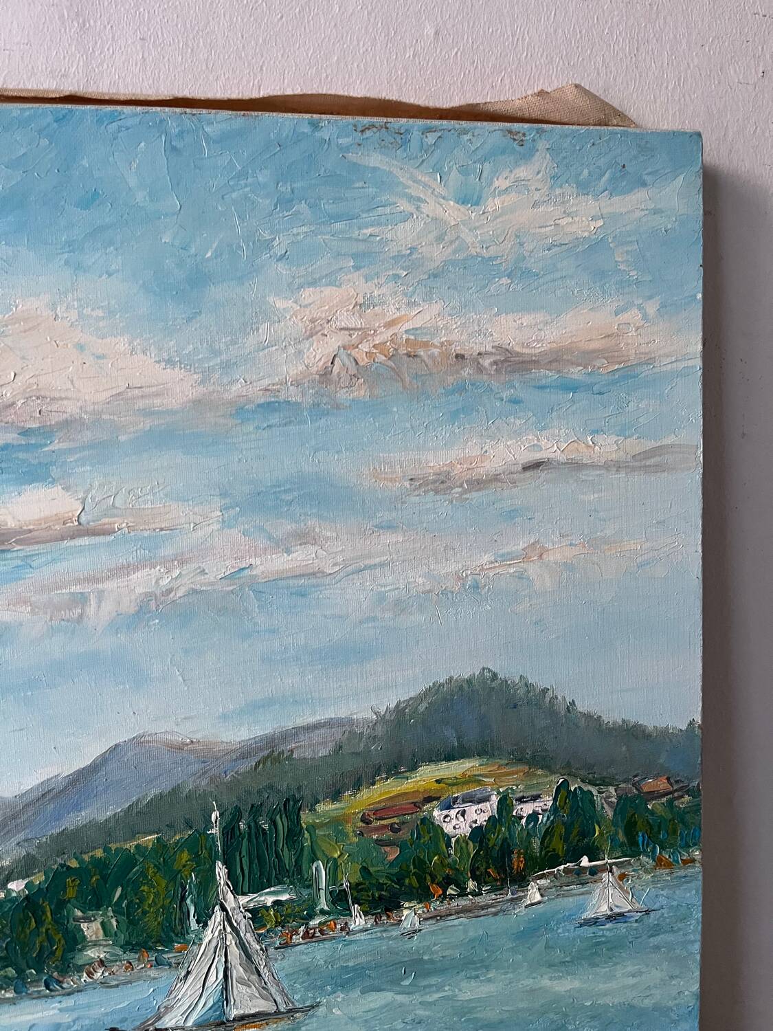 Sailboats on the lake, knife technique