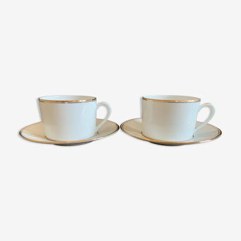 Duo de tasses à thé  bordure dorée Bernardaud Limoges