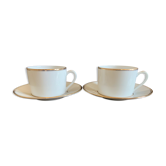Duo of tea cups gold border Bernardaud Limoges
