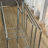 Vintage chrome magazine rack, 70s design - mid-century / space age style
