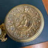 PAIR OF LOUIS XV STYLE BRONZE AND MARBLE CASSOLETTES WITH ANTIQUE DECORATION