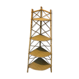Large corner shelf on feet, rattan and wicker. Vintage
