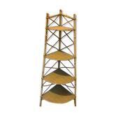 Large corner shelf on feet, rattan and wicker. Vintage