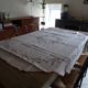 Round tablecloth embroidered hand linen mestizo 150 cm old colorful embroidery.