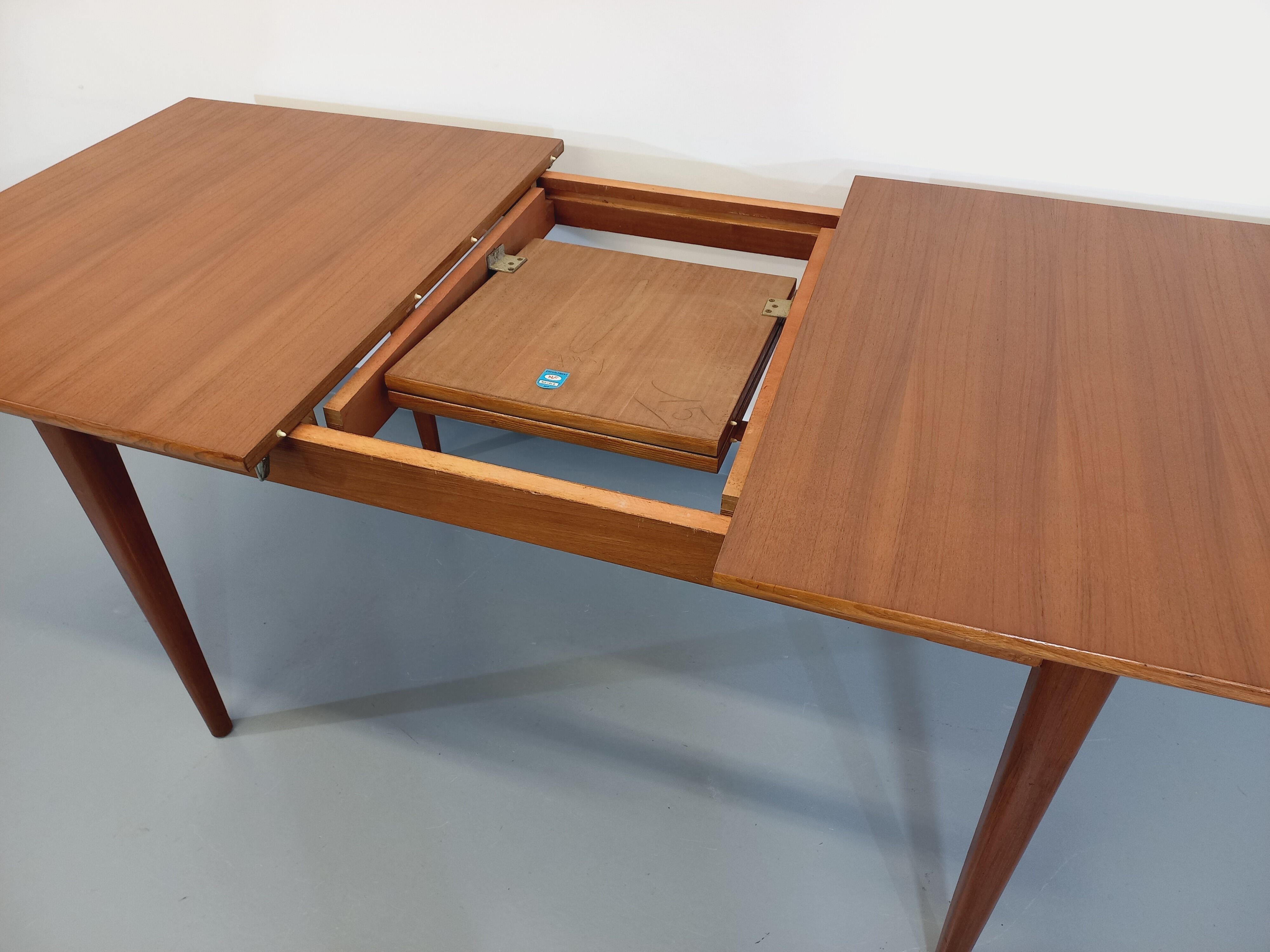 Vintage Scandinavian dining table from 50s 60s teak with extension
