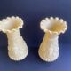 Pair of vintage Vierzon beige opaline vases