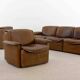 Canapé modulable De Sede DS-12 en cuir cognac, années 70