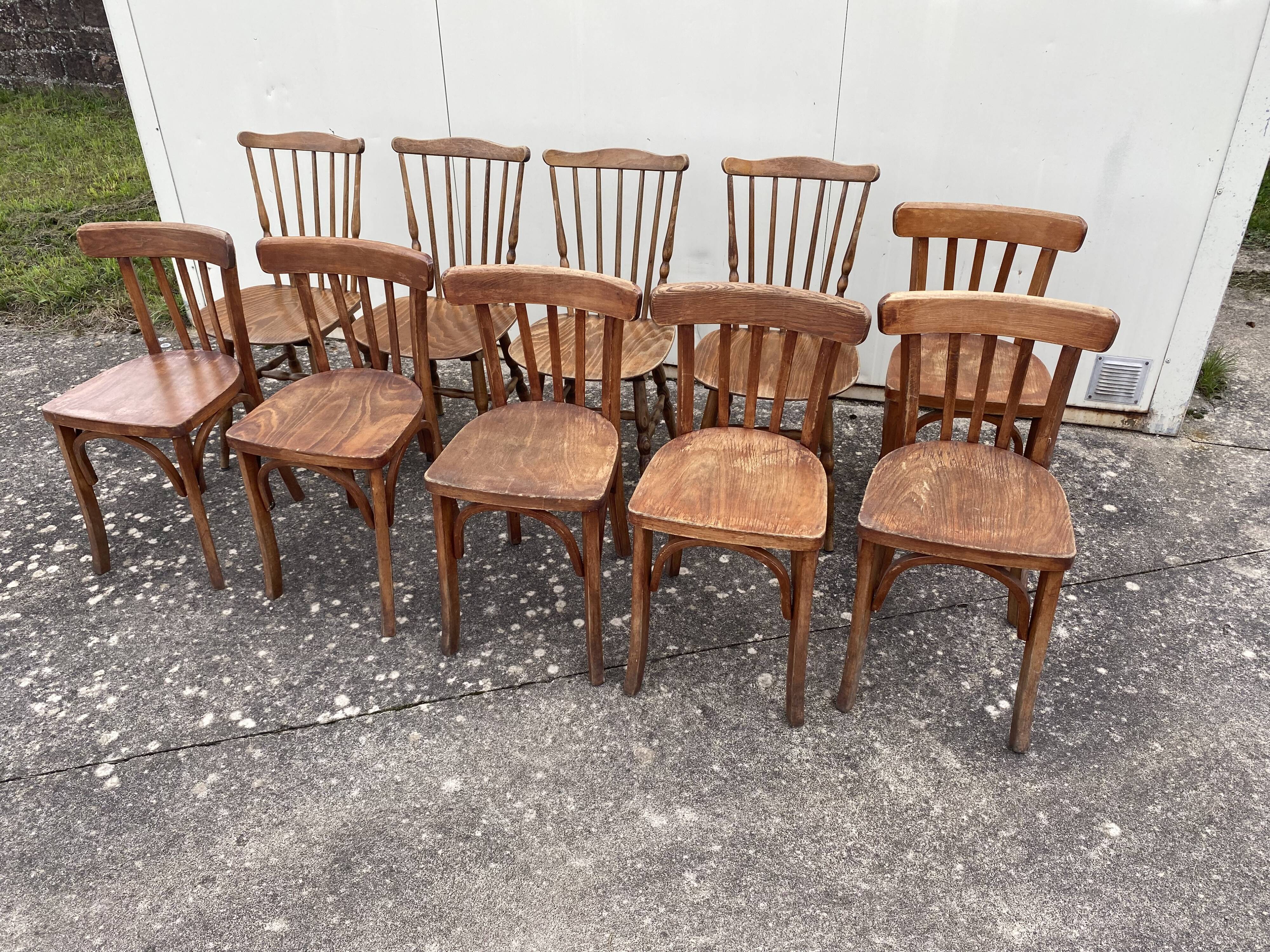 Set of 10 mismatched chairs