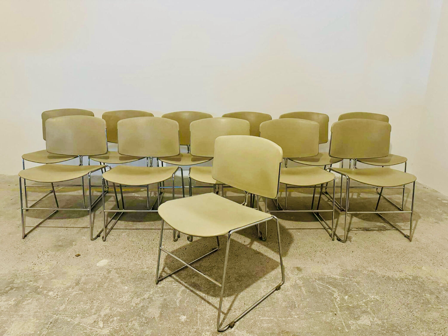 Set of 12 Max Stacker stackable chairs, 1970