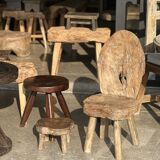 Mini low stool in upcycled old Asian teak H15 D24