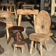 Mini low stool in upcycled old Asian teak H15 D24