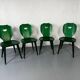 Set of 4 green pine chairs by Svensk Fur, Sweden, 1950s.
