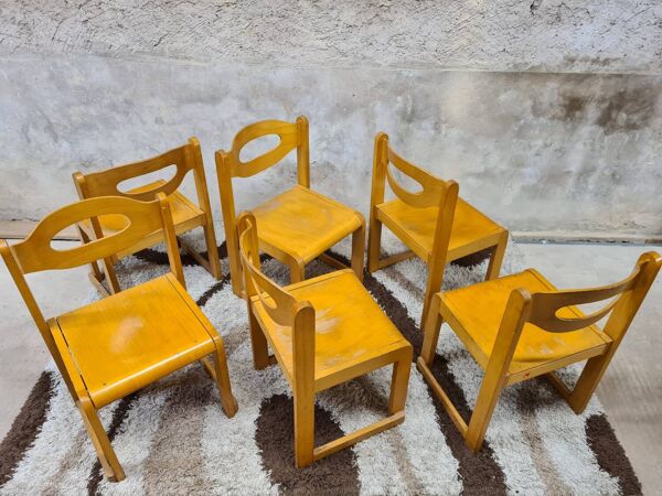 Lot de 6 chaises traineau
vintage