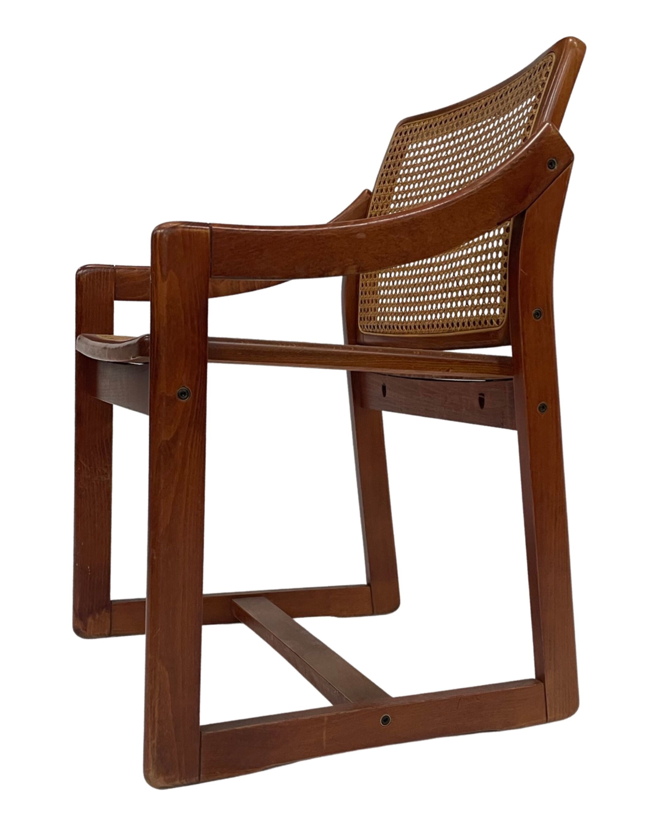 Vintage set of 4 dining chairs webbing beech wood design