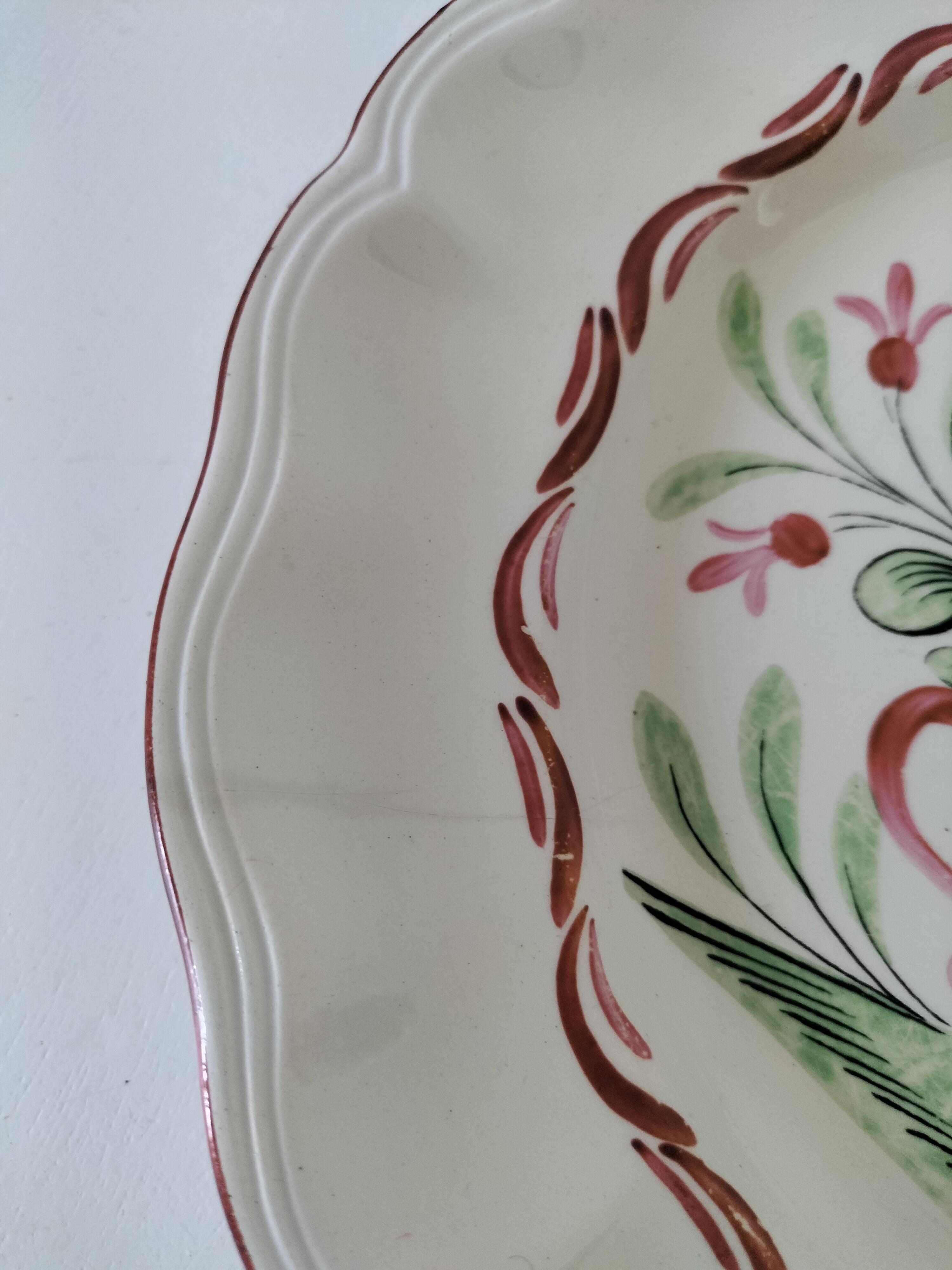 Antique plate with rooster – Keller & Guérin Lunéville