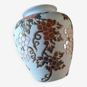 Vase vert d'eau motif floral