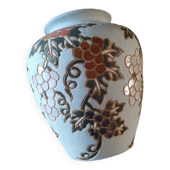Vase vert d'eau motif floral