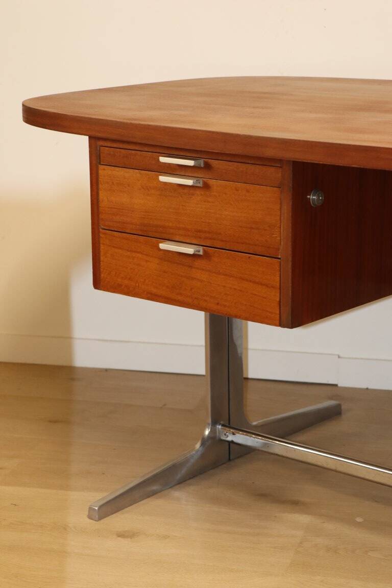 Vintage desk by George Nelson in wood and aluminum, 1960s