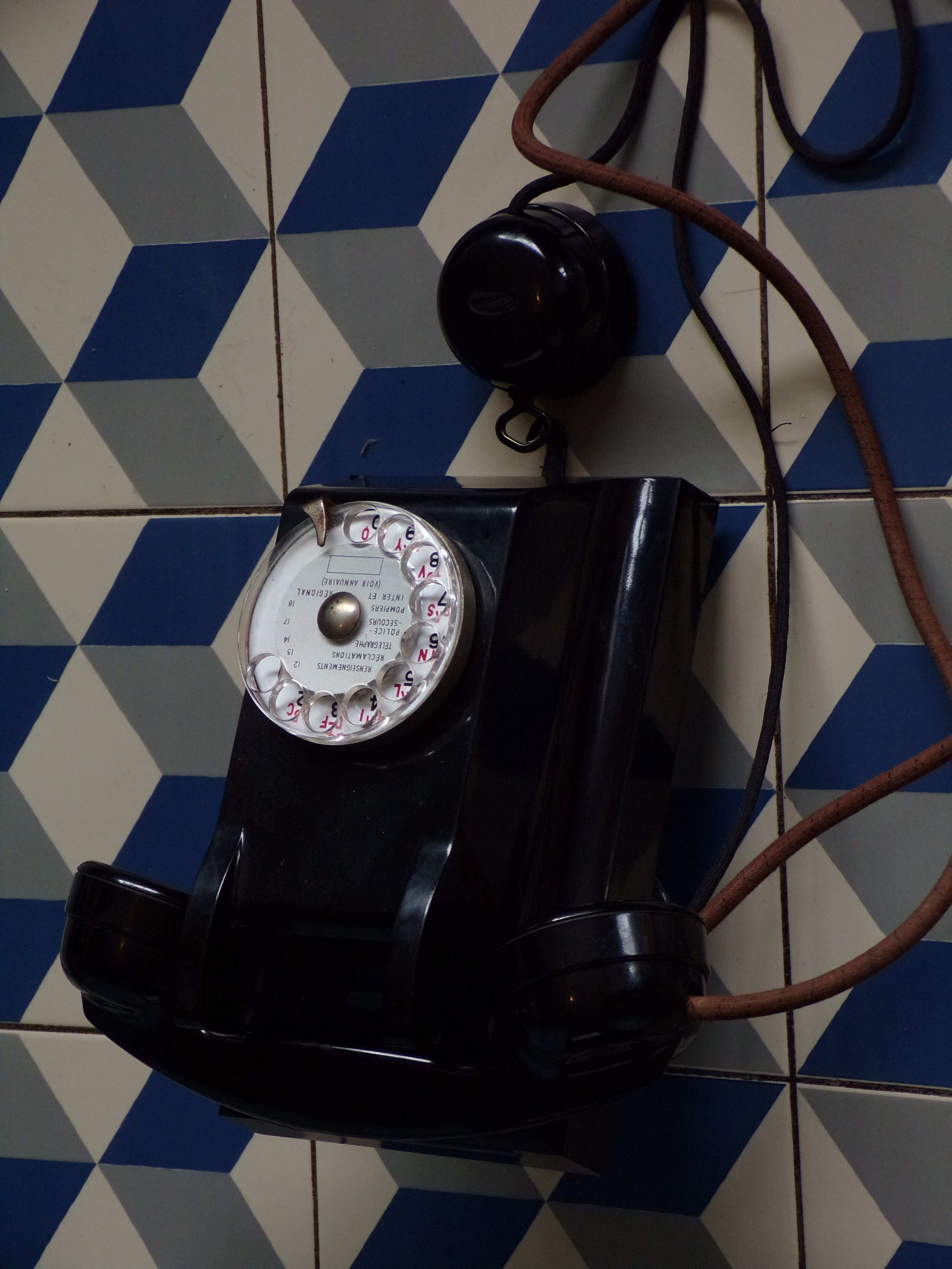 Vintage Bakelite wall dial phone