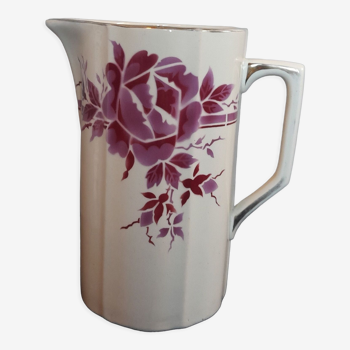 Toilet pitcher / pitcher / vase model Pauline de Moulin des Loups, faience decoration with red rose