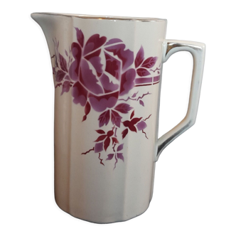 Toilet pitcher / pitcher / vase model Pauline de Moulin des Loups, faience decoration with red rose