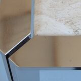 Chrome and travertine coffee table, Artelano France, 1980s.