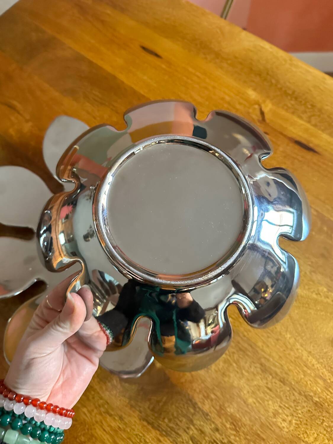 Vintage water lilies 3 silver ceramic dishes