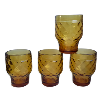 Set of 4 amber glasses Pernod 70s