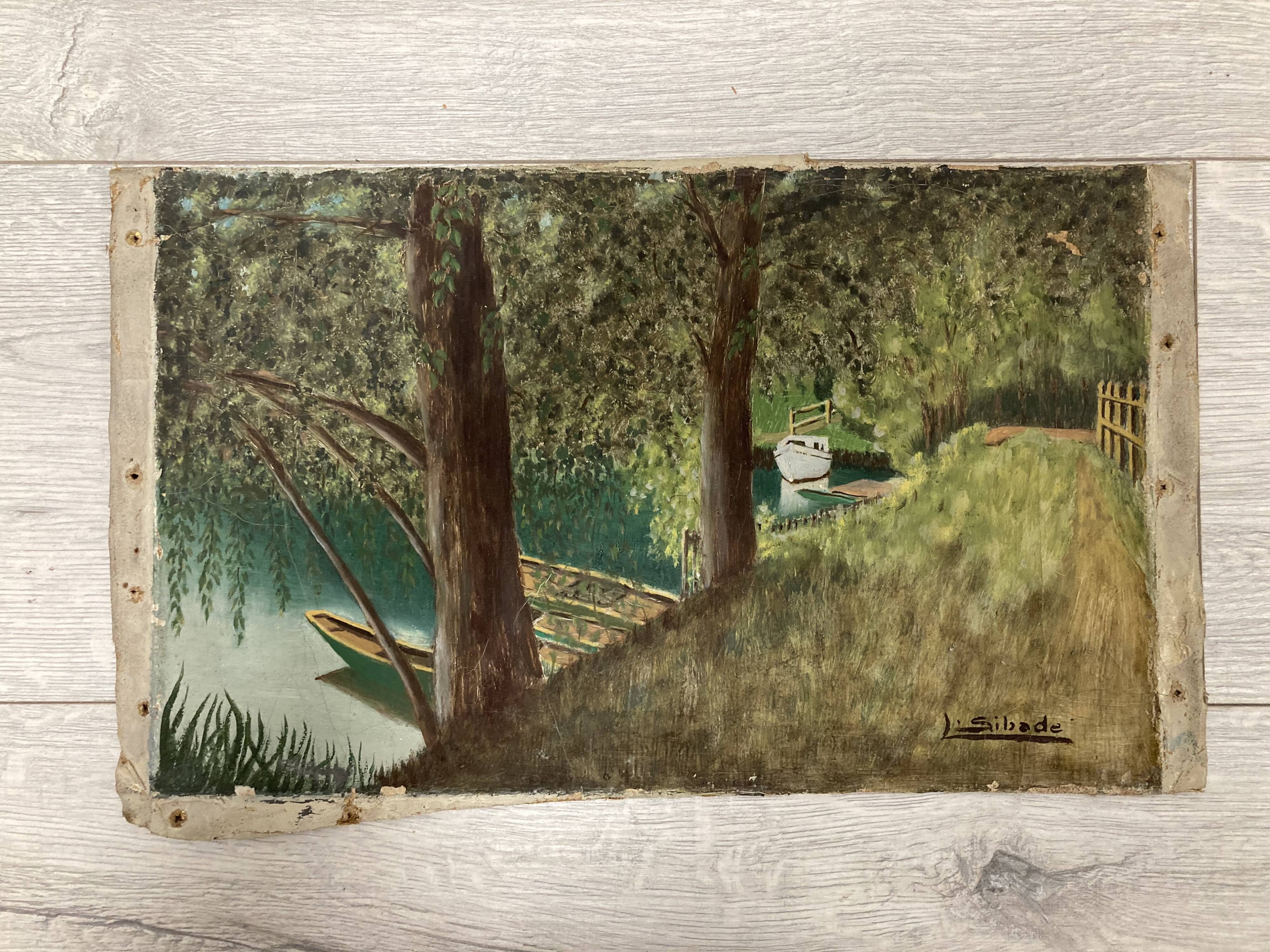 Landscape in oil on canvas signed