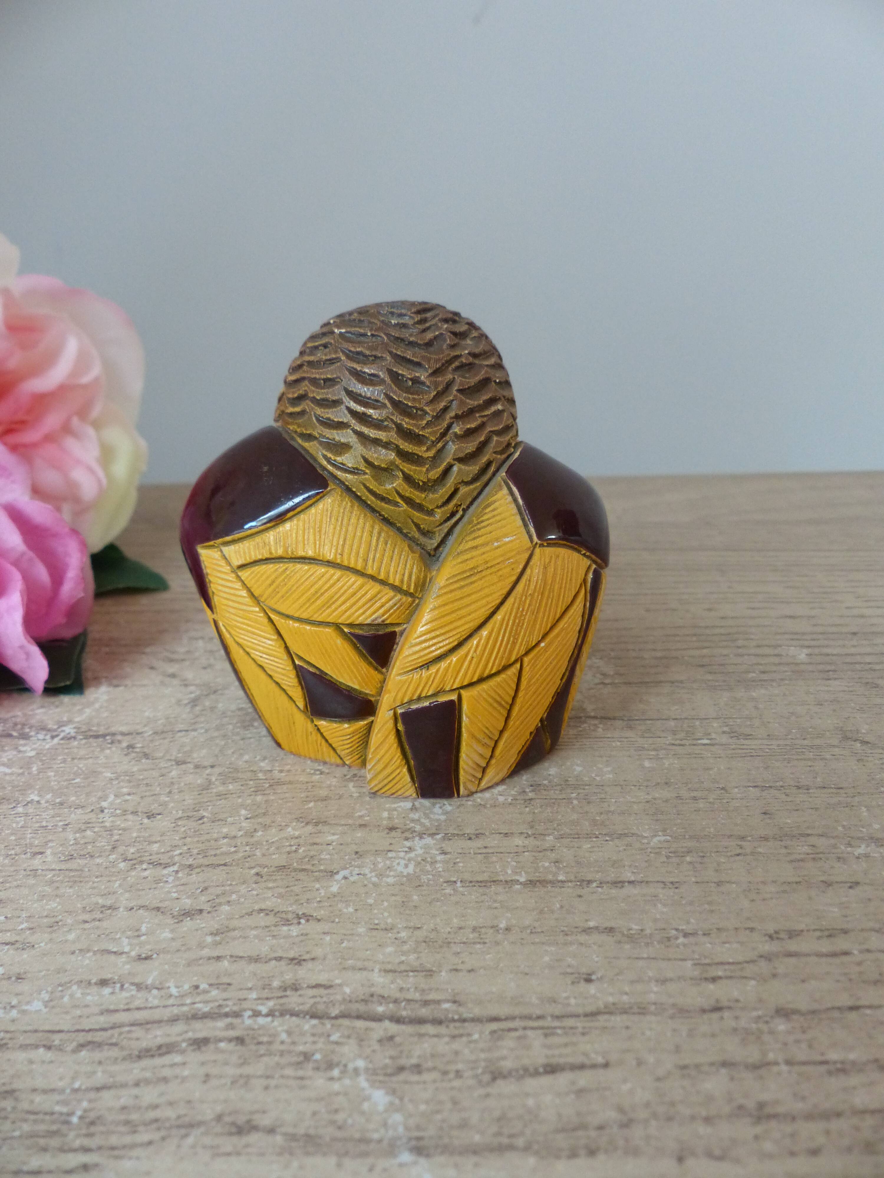 Hand carved Rinconada ceramic owl figurine made in Uruguay