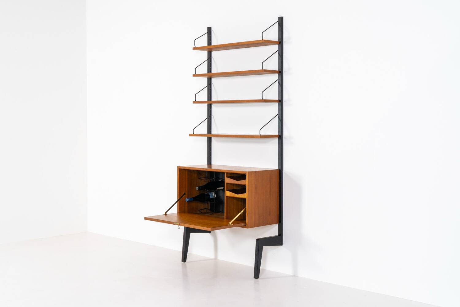 Rare Poul Cadovius standing wall-unit with bar (Denmark, 1960s).