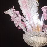 Charming Vintage Pink Flowers Murano Chandelier, 1970