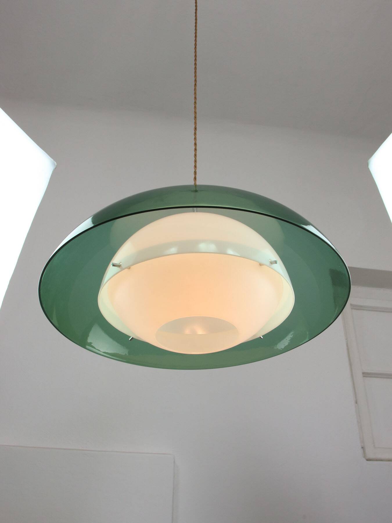 Italian Green Pendant Lamp in Plexiglass